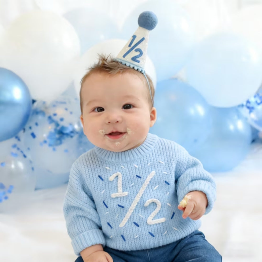 Half Birthday Baby Embroidered Knit Sweater, 1/2 Birthday Baby Sweatshirt BB0771