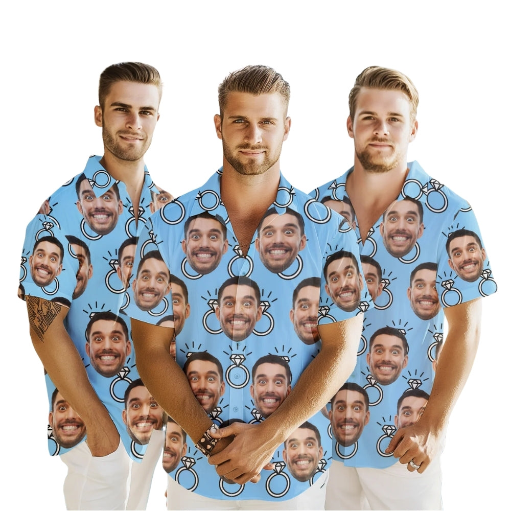 Custom Face Bachelor Hawaiian Shirt For Men, Custom Photo Wedding Bachelor Party Hawaiian Shirt HE0602