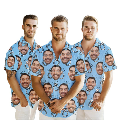 Custom Face Bachelor Hawaiian Shirt For Men, Custom Photo Wedding Bachelor Party Hawaiian Shirt HE0602