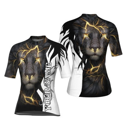 Custom Name Lion Short Sleeve Cycling Jersey For Women, Custom Lion Cycling Jersey Ladies CG0652