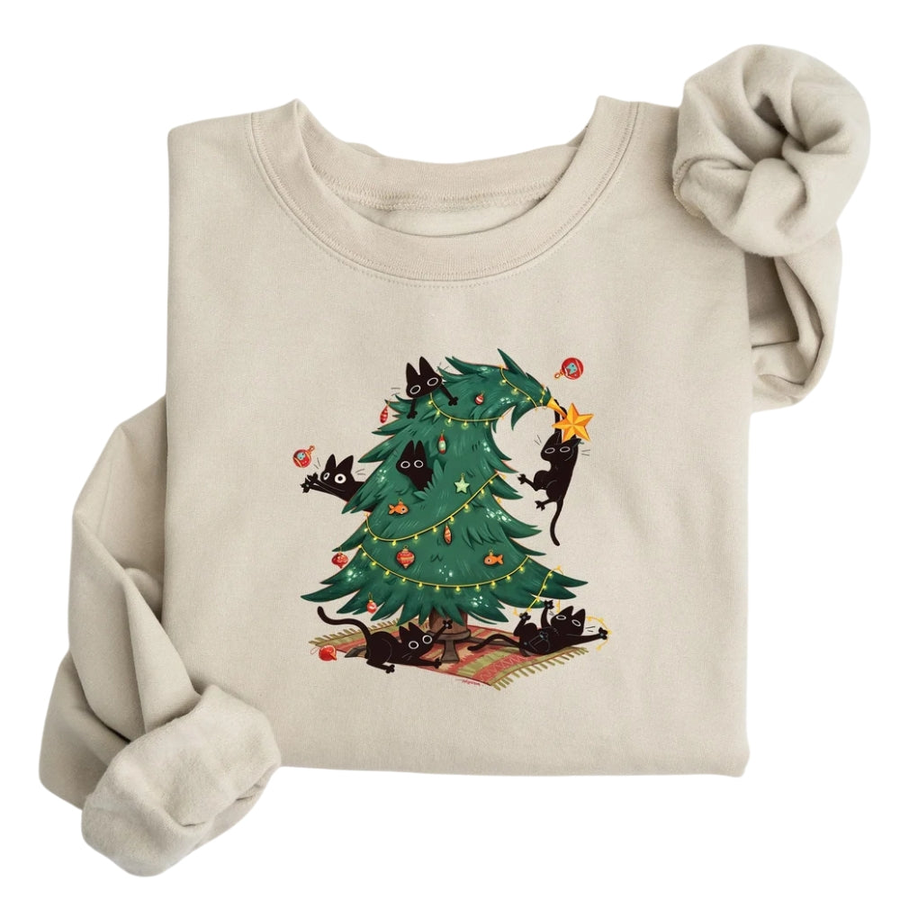 Funny Cat Christmas Sweatshirt, Cat Lover Christmas Sweatshirt 2D0582