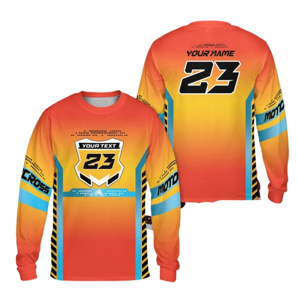 Personalised Neon Mens Long Sleeve Motocross Jersey, Custom Motocross Shirts ME0042