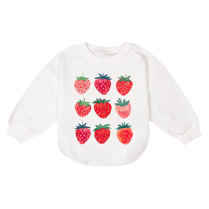 Cute Strawberry Baby Romper Sweater, Strawberry Lover Romper Sweatshirt For Baby BB0165