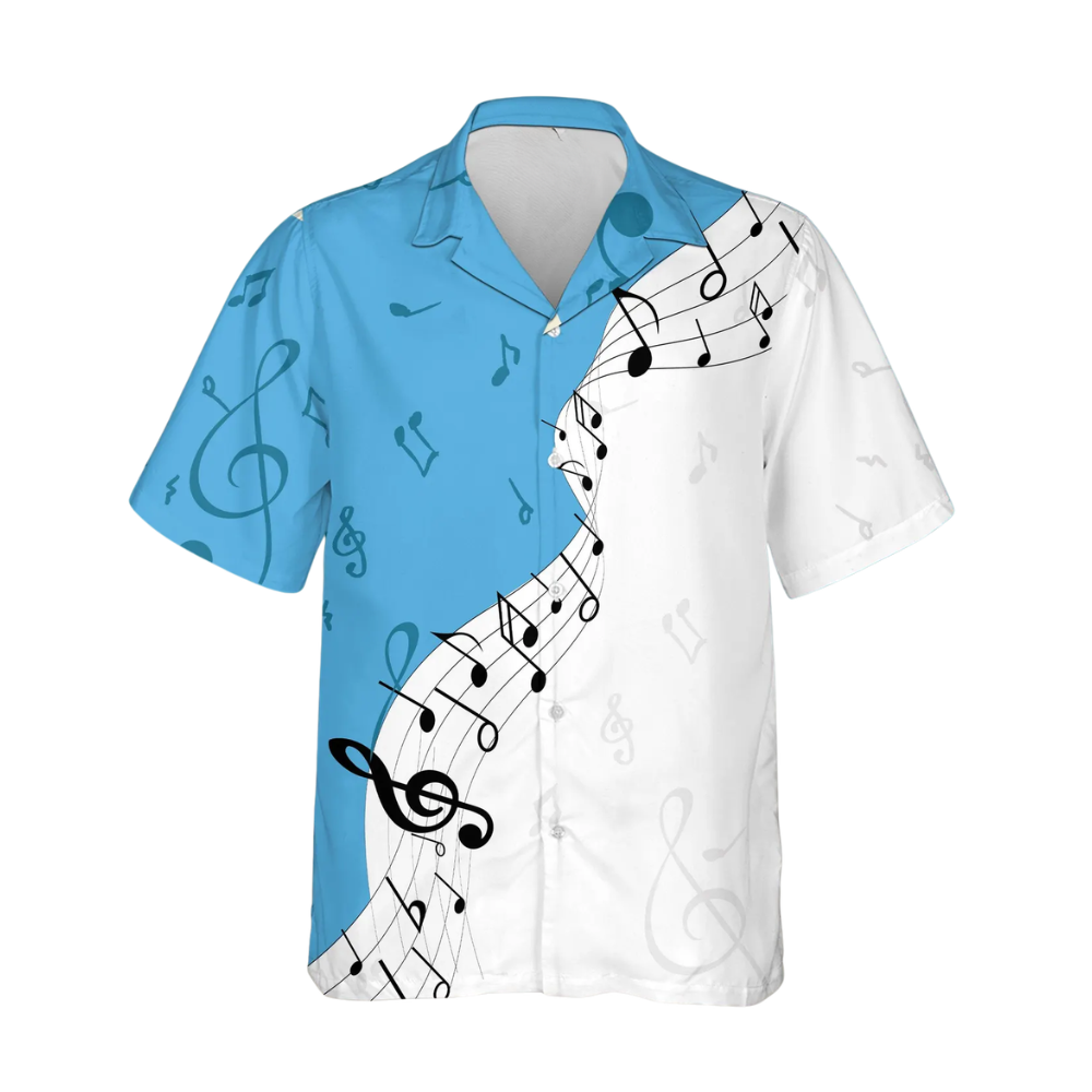 Music Notes Blue And White Hawaiian Shirt For Men Women, Music Lover Hawaiian Shirts HE0238