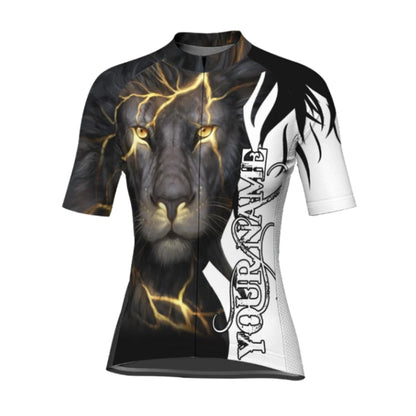 Custom Name Lion Short Sleeve Cycling Jersey For Women, Custom Lion Cycling Jersey Ladies CG0652