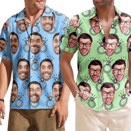 Custom Face Bachelor Hawaiian Shirt For Men, Custom Photo Wedding Bachelor Party Hawaiian Shirt HE0602