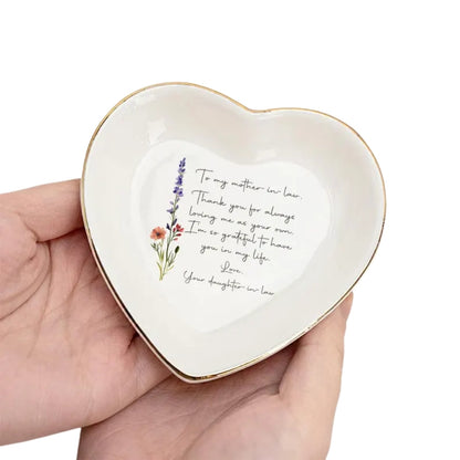 To My Mother In Law Custom Birth Month Flower Ring Dish From Daughter In Law, Personalized Wedding Ring Dish For Mother In Law WD0153