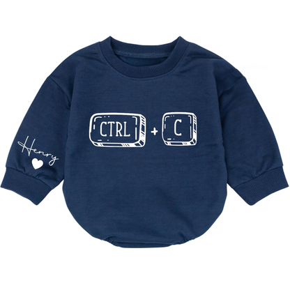 Personalized Ctrl C Ctrl V Twins Baby Romper Sweatshirt, Custom Name Twins Sibling Sweatshirts ET1537
