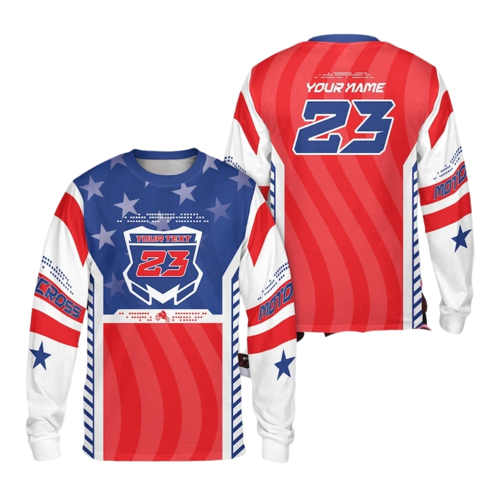 Personalised Neon Mens Long Sleeve Motocross Jersey, Custom Motocross Shirts ME0042