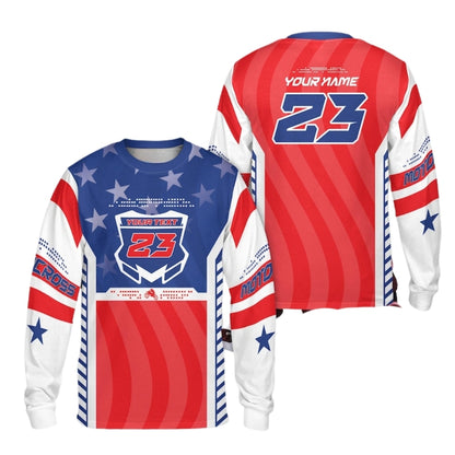 Personalised Neon Mens Long Sleeve Motocross Jersey, Custom Motocross Shirts ME0042