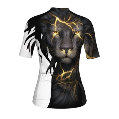 Custom Name Lion Short Sleeve Cycling Jersey For Women, Custom Lion Cycling Jersey Ladies CG0652