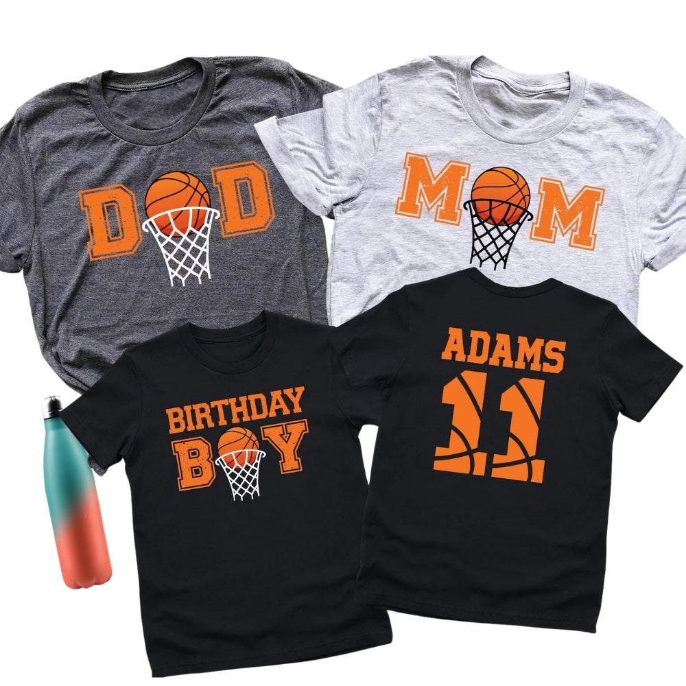 Custom Matching Birthday Boy Basketball Family T Shirts, Custom Basketball Birthday Shirts For Family ET0400