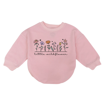 Little Wildflower Baby Romper Sweatshirt, Floral Baby Romper Sweatshirt BB0166