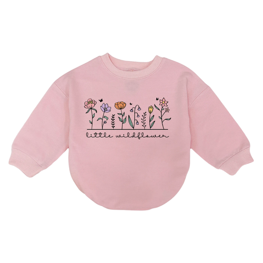 Little Wildflower Baby Romper Sweatshirt, Floral Baby Romper Sweatshirt BB0166