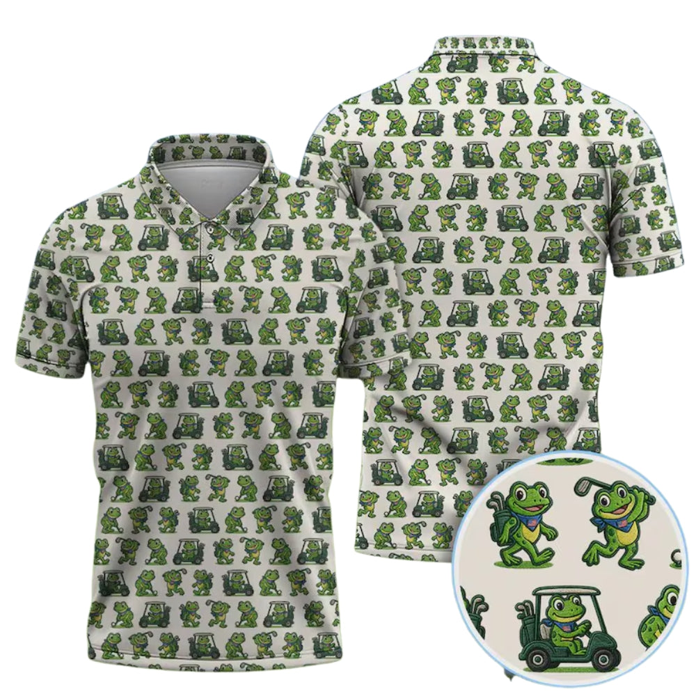 Funny Frog Golf Men Polo Shirt, Frog Lovers Golf Shirts For Mens GE0300