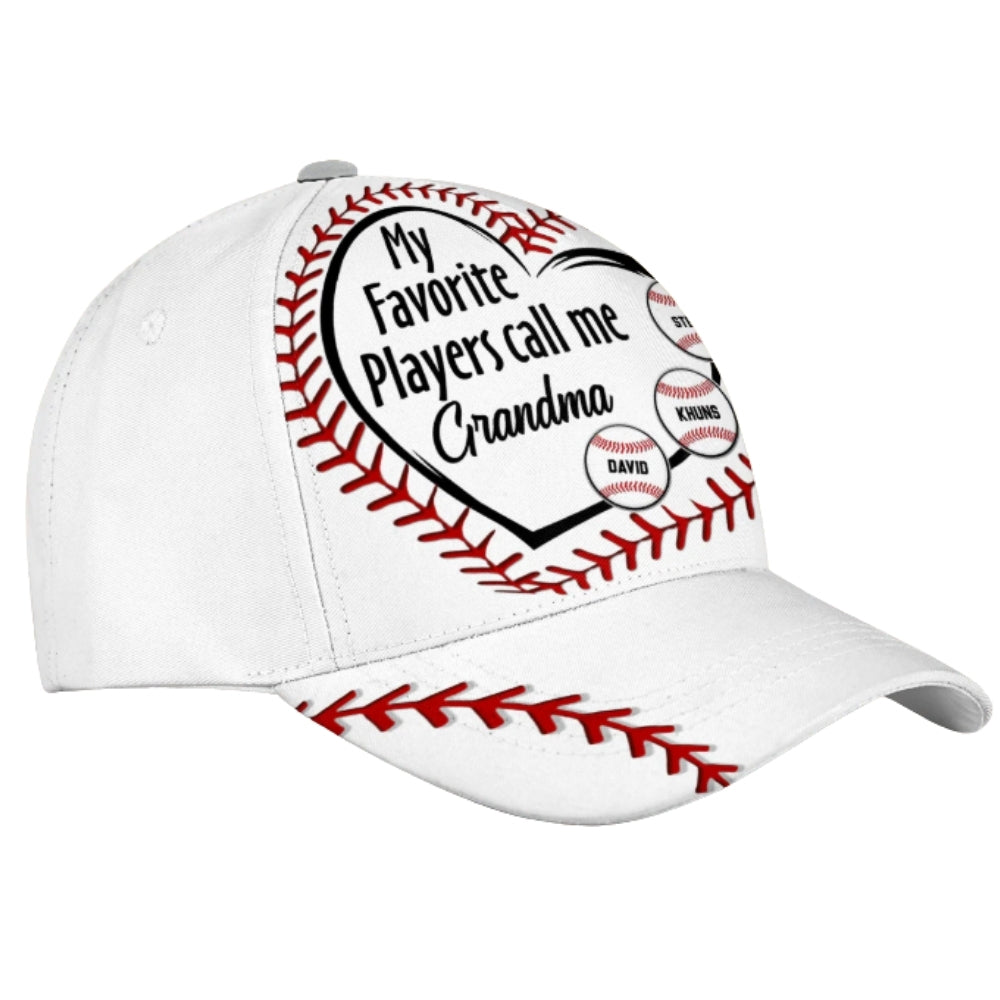 My Favourite Players Call Me Grandma Custom Baseball 3D Printed Cap With Kid Names, Custom Baseball Cap Hat For Mother Day CP0482