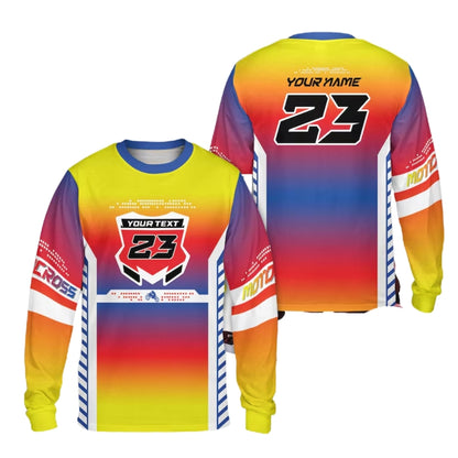 Personalised Neon Mens Long Sleeve Motocross Jersey, Custom Motocross Shirts ME0042