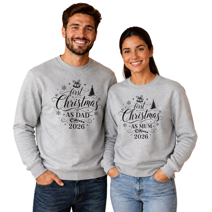 First Christmas As Mum Dad Custom Family Matching Sweatshirt, Personalized Family Christmas Sweatshirt ET1644