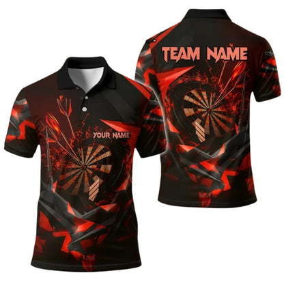 Custom Black And Gold Darts Team Polo Shirts For Mens, Custom Dart Shirts DE0032
