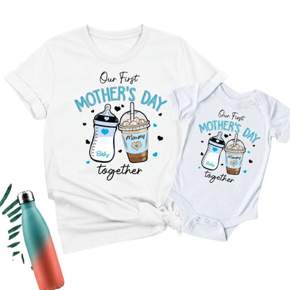 Our First Mothers Day Together Matching Mommy And Me T Shirts, Custom First Mother Day Matching Shirts ET0401