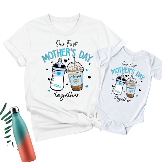 Our First Mothers Day Together Matching Mommy And Me T Shirts, Custom First Mother Day Matching Shirts ET0401