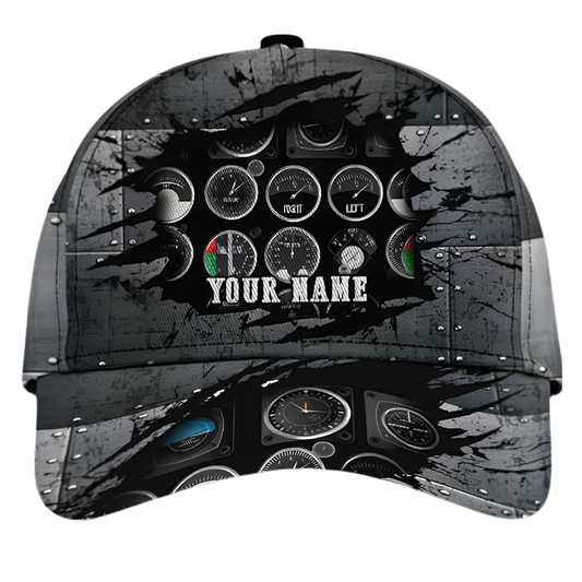 Custom Pilot 3D Printed Baseball Cap, Personalized Name Pilot Cap CP0486