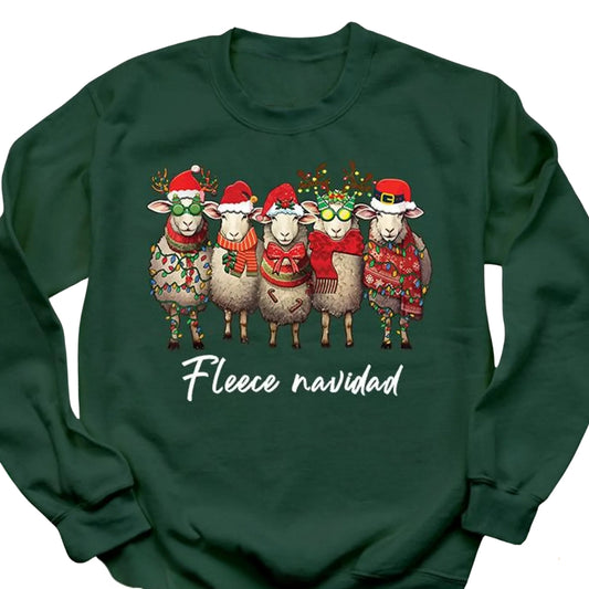 Fleece Navidad Christmas Sweatshirt, Sheep Lover Christmas Sweatshirt 2D0583