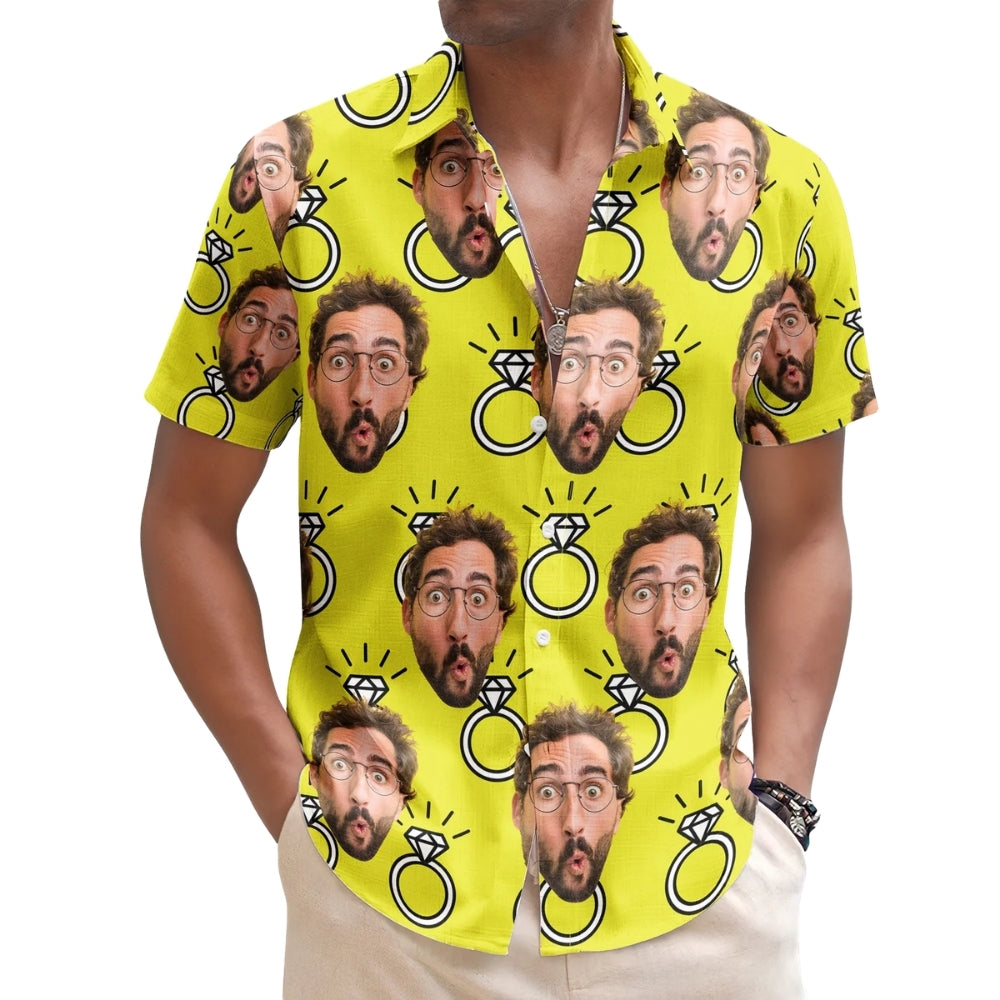 Custom Face Bachelor Hawaiian Shirt For Men, Custom Photo Wedding Bachelor Party Hawaiian Shirt HE0602