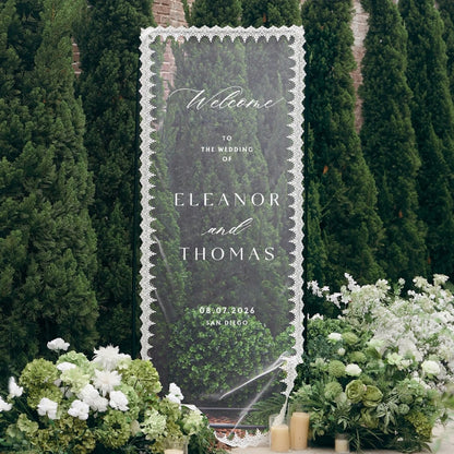 Welcome To The Wedding Of Custom Lace Welcome Banner, Custom Welcome Sign For Wedding Day WD0389