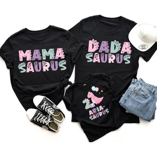 Mamasaurus Dadasaurus Matching 2nd Birthday Family T Shirts, Dinosaur Birthday Matching Shirts For Family ET0547