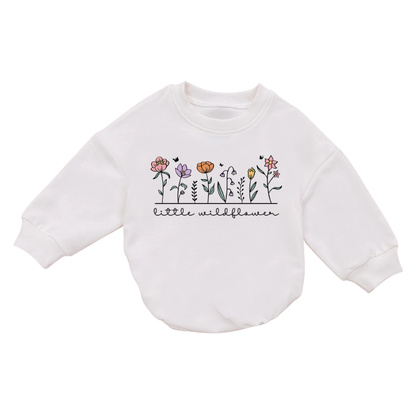 Little Wildflower Baby Romper Sweatshirt, Floral Baby Romper Sweatshirt BB0166
