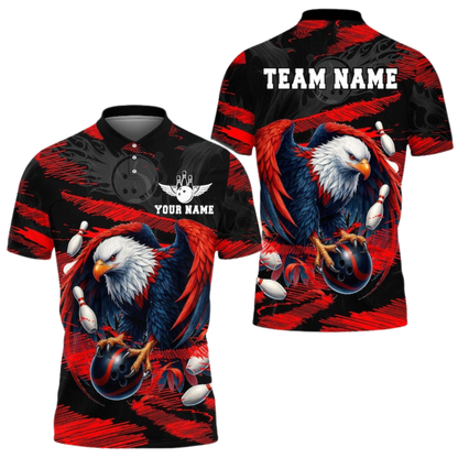 Custom Blue Eagle Bowling Polo Shirt For Mens, Custom Eagle Bowling Team Shirts BE0131