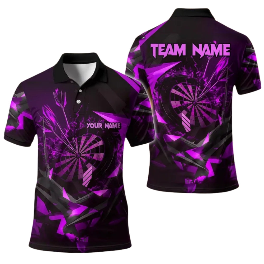 Custom Black And Gold Darts Team Polo Shirts For Mens, Custom Dart Shirts DE0032