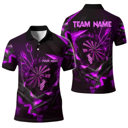 Custom Black And Gold Darts Team Polo Shirts For Mens, Custom Dart Shirts DE0032