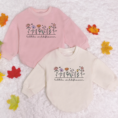 Little Wildflower Baby Romper Sweatshirt, Floral Baby Romper Sweatshirt BB0166