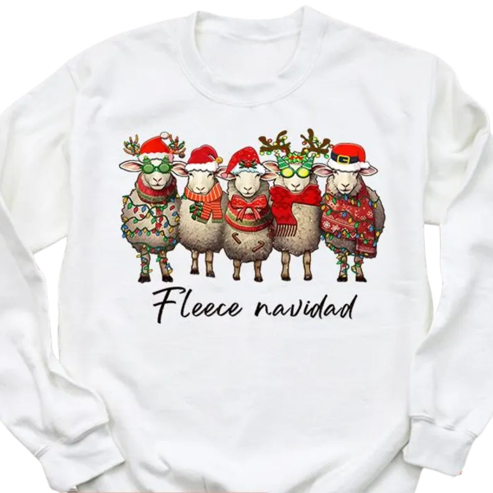 Fleece Navidad Christmas Sweatshirt, Sheep Lover Christmas Sweatshirt 2D0583