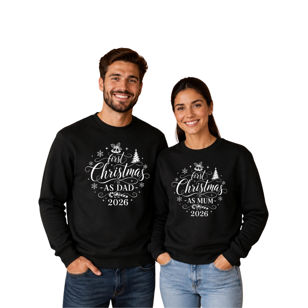 First Christmas As Mum Dad Custom Family Matching Sweatshirt, Personalized Family Christmas Sweatshirt ET1644