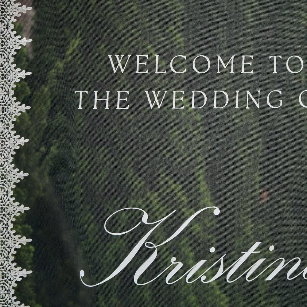 Welcome To The Wedding Of Custom Lace Welcome Banner, Custom Welcome Sign For Wedding Day WD0389