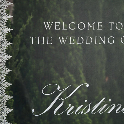 Welcome To The Wedding Of Custom Lace Welcome Banner, Custom Welcome Sign For Wedding Day WD0389