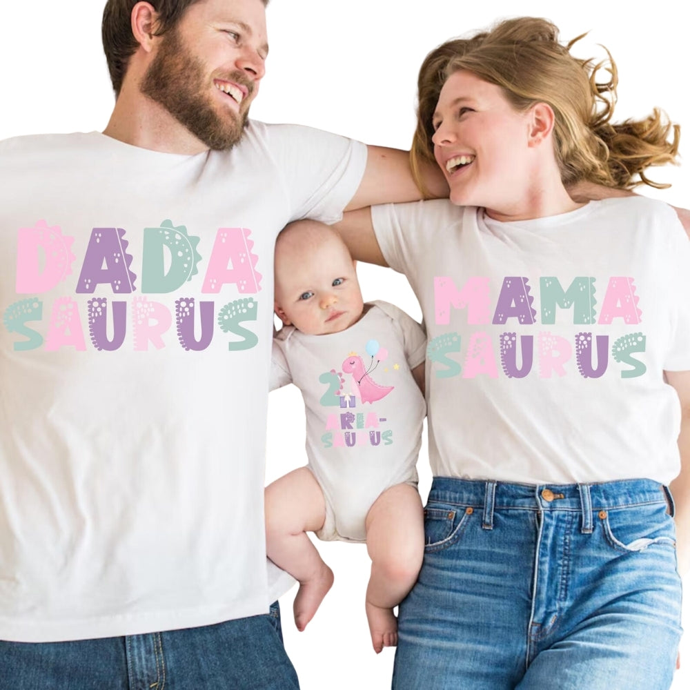 Mamasaurus Dadasaurus Matching 2nd Birthday Family T Shirts, Dinosaur Birthday Matching Shirts For Family ET0547
