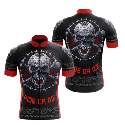 Ride Or Die Men's Skull Cycling Jersey Short Sleeve, Funny Skull Cycling Jerseys CE0027