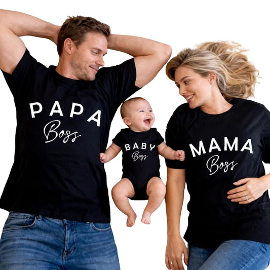 Papa Boss Mama Boss Baby Boss Matching Family T Shirts, Custom Family Boss Matching Shirts ET0689