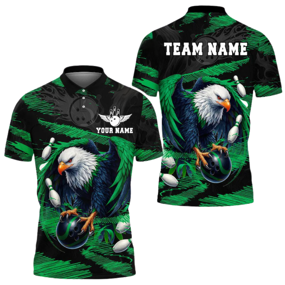 Custom Blue Eagle Bowling Polo Shirt For Mens, Custom Eagle Bowling Team Shirts BE0131