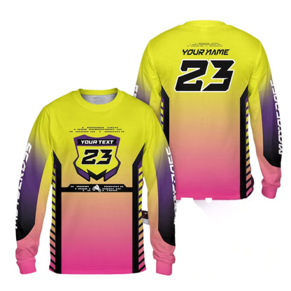 Personalised Neon Mens Long Sleeve Motocross Jersey, Custom Motocross Shirts ME0042