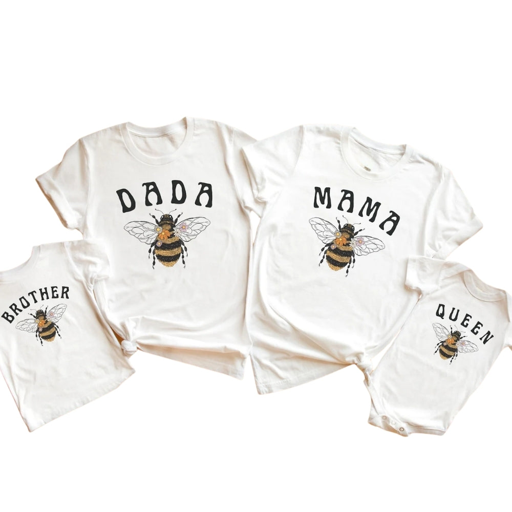 Custom Queen Bee First Birthday Matching T Shirts For Family, Custom Bee 1st Birthday Family Shirts ET0255
