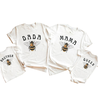 Custom Queen Bee First Birthday Matching T Shirts For Family, Custom Bee 1st Birthday Family Shirts ET0255