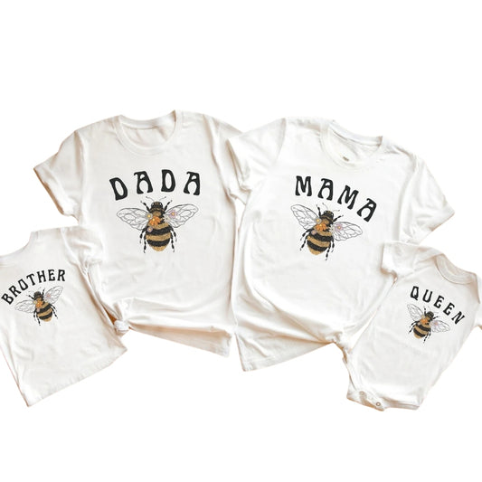 Custom Queen Bee First Birthday Matching T Shirts For Family, Custom Bee 1st Birthday Family Shirts ET0255