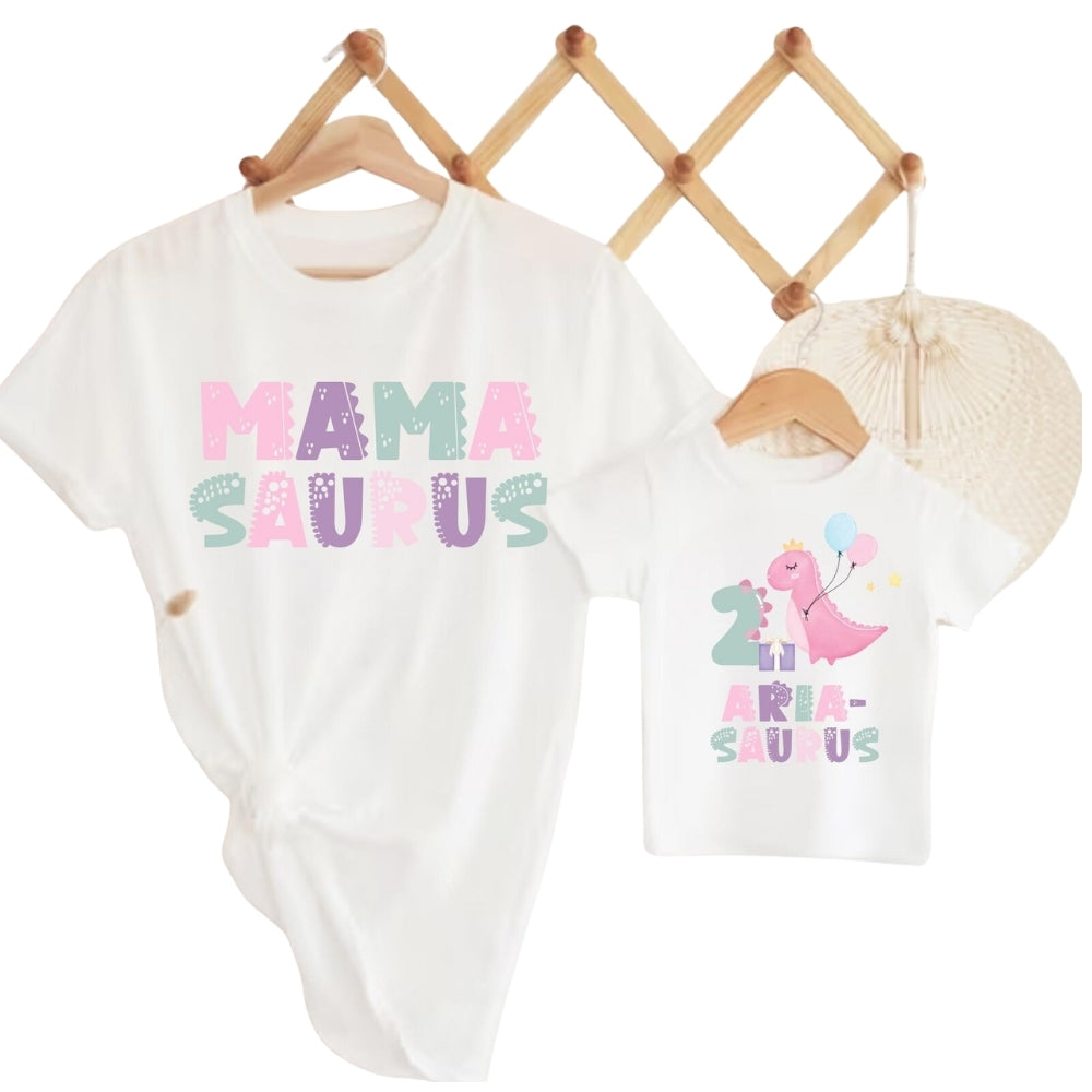 Mamasaurus Dadasaurus Matching 2nd Birthday Family T Shirts, Dinosaur Birthday Matching Shirts For Family ET0547
