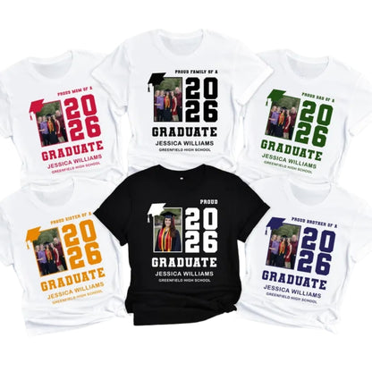 Custom Photo Proud Family Graduation T Shirts, Custom Graduation Shirts For Family ET0097