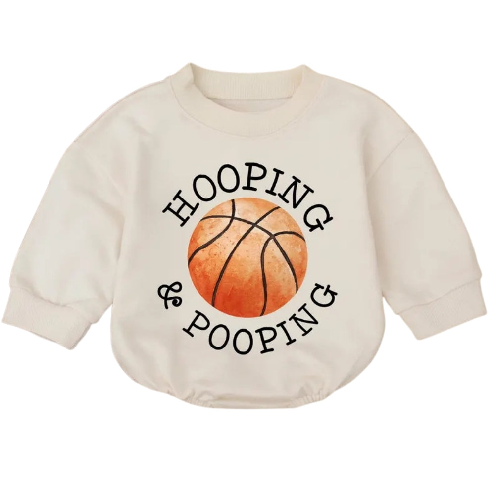 Hopping And Popping Basketball Baby Romper Sweatshirt, Baby Basketball Romper Sweatshirt BB0688